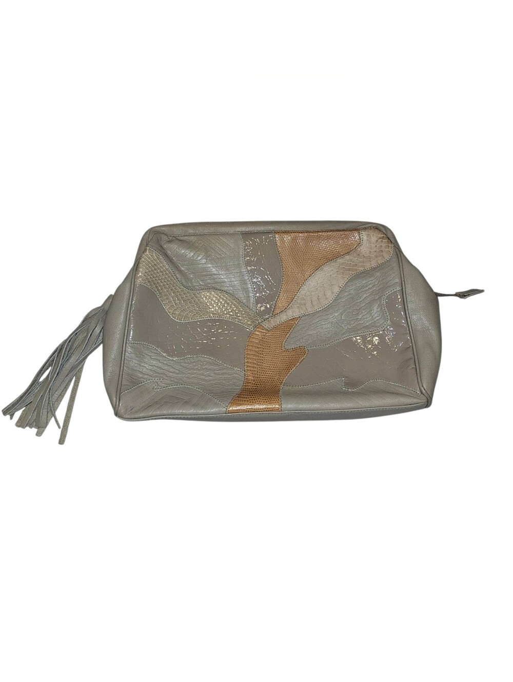 True Vintage 1980s Carla Marchi Snakeskin & Leather Patchwork Clutch Handbag Bag